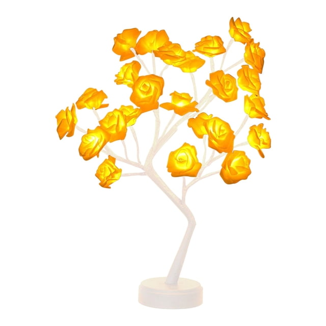 Led Desk Lamprose Flower Table Tree Light 24 Leds Desk Top Bonsai Lighted Tree Battery Operated Usb Plug Powered Tree Table Lamp Rose Flower Desk Tree Lamp for Home Party We