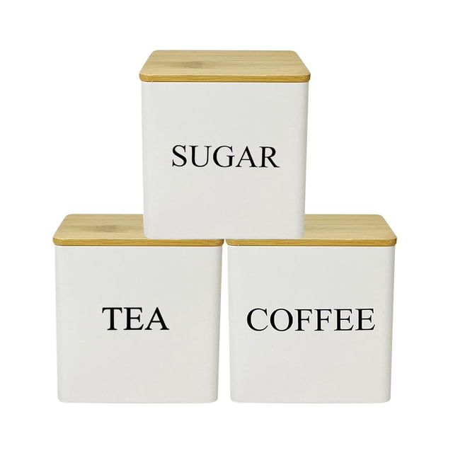 Food Storage 2-Piece Set Coffee Tea Canister Set with Lids and Name Markers for Kitchen Organization and Flour Container
