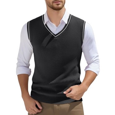 Sweater Vest Men's Sleeveless Knitted Vest V Neck Knitted Vest Spring Plain Sleeveless Knitted For Men