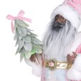 thumbnail image 3 of HOLIDAY TIME 16 IN Dark Skin Tone Pink Robe Santa Figurine, 60% Polyester 40% PP Santa Statue Holding Mini Christmas Tree Tabletop Decor, 3 of 5