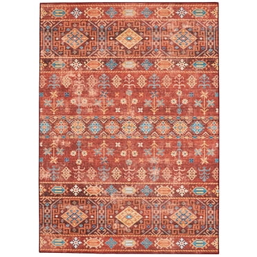Tapis d'appoint lavable Devlin 3 pi x 5 pi rouge et ivoire