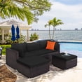 thumbnail image 3 of Costway Ensemble de 5 Pcs en Rotin pour Patio, Ensemble Sectionnel de Conversation avec Ottoman et Table, Noir, 3 of 10