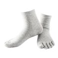 thumbnail image 3 of relayinert Soft Five Toe Socks Stretchable Cotton High Crew Socks Athletic Solid Socks Grey 1Set, 3 of 6