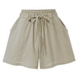 thumbnail image 1 of zanvin Shorts d'Été pour Femme à Taille Élastique, Jambe Grand, Unis, Imitation Coton et Lin, 1 of 4