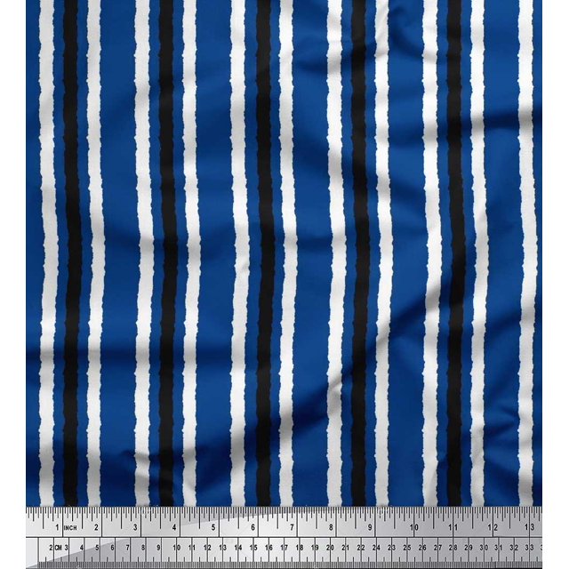 Soimoi Modal Satin Fabric Stripe Block Print Sewing Fabric Yard 42 Inch Wide