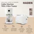 thumbnail image 2 of Haden 12 Cup Coffee Maker with 2 Slice Stainless Steel Bread Toaster, White, 2 of 10