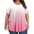thumbnail image 2 of Olyvenn Hauts Grande Taille pour Femmes, devant Plissé, Col Ras du Cou, Manches Courtes, Chemisiers Dégradés, Tuniques d'Été 2025, Chandails Fluides, T-Shirts Roses, TTTTG, 2 of 6