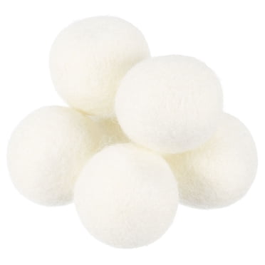 Unique Bargains 6 Paquets de Balles pour Sécheuse, Balles de Sécheuse en Laine de 1,2 Pouces pour Sécheuse et Lessive, Blanc