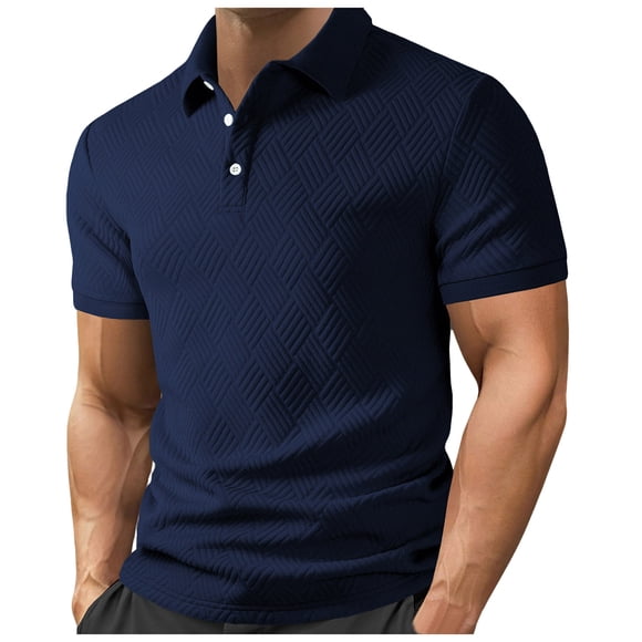 Ketyyh-chn99 Long Sleeve Polo Shirts for Men Knit Polo Men's Short Sleeved T Shirt Casual Comfortable Top Size for L,Blue