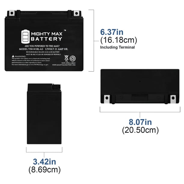 Y50-N18L-A3 Maintenance Free AGM Motorcycle Battery - Walmart.ca