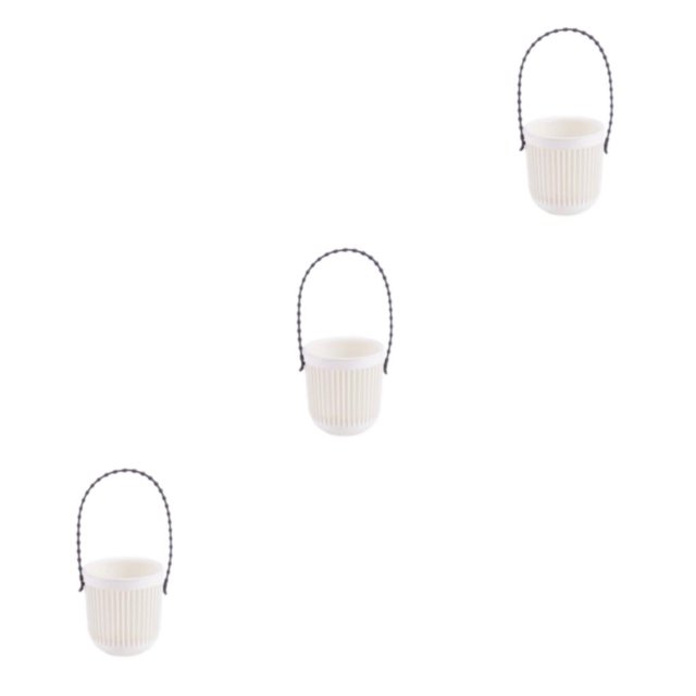 Transemion ABS Decorate With Lightweight Planter With Removable Strape And Wall-Mount Option Inner Layer Hollowed Out For Better White 8.7*9.5*20.5cm 3Set