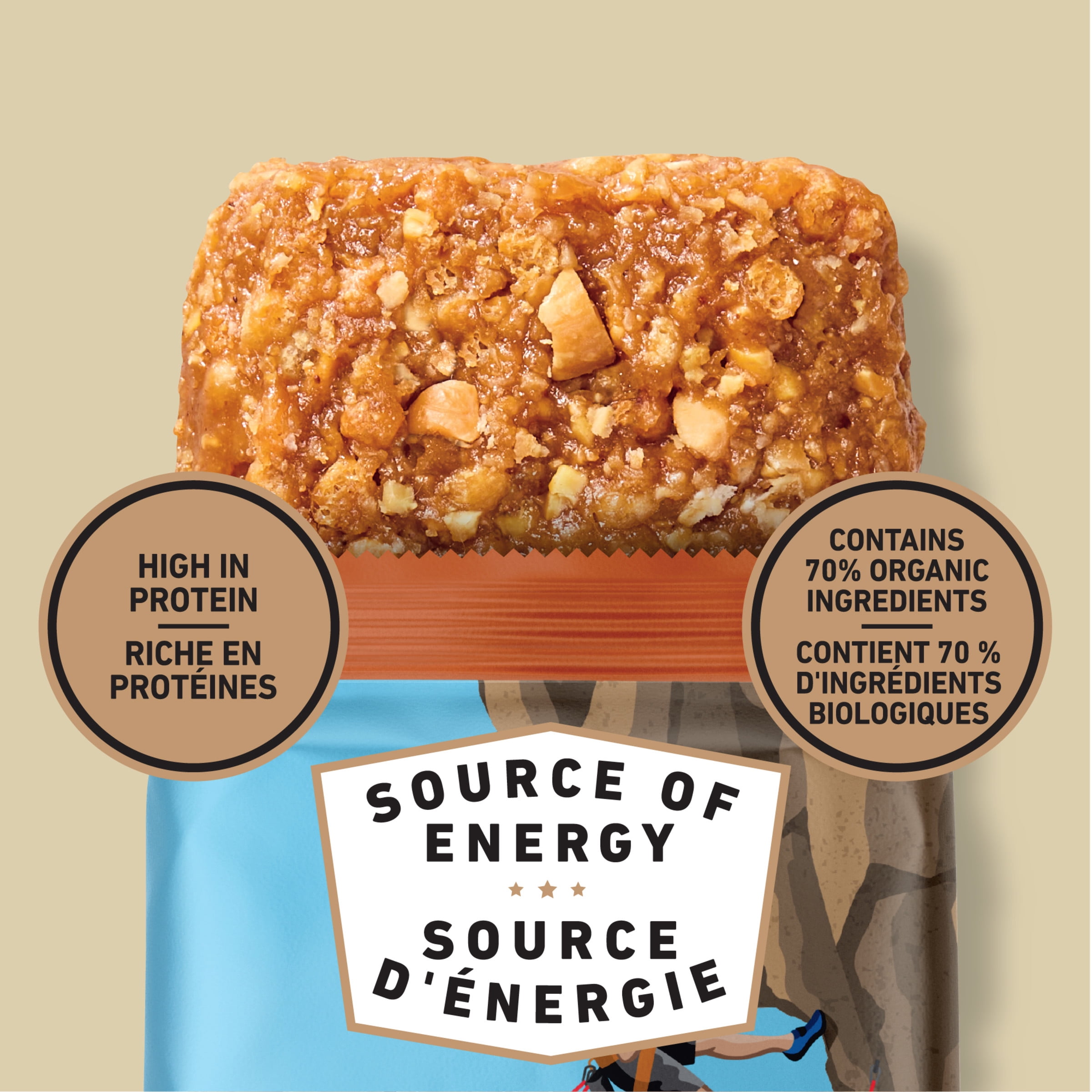 CLIF BAR Barres Énergétiques, Beurre d'Arachide Croquant, Barre Granola, Riche en Protéines, Contient 70 % d'Ingrédients Biologiques Boîte de 10 Barres