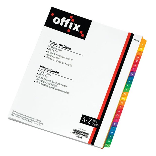 Offix OF-CR213SRD Séparateur d'Index à Codes de Couleur A-Z - 1 Chacun