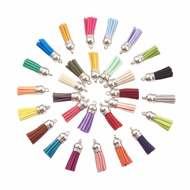 Thinsony 100pieces Keychain Tassel Versatile And Stylish Fringe Accessories Gifts AssortedColor-Silver 1Set