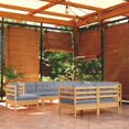 thumbnail image 1 of vidaXL 9 Piece Garden Lounge Set with Grey Cushions Solid Pinewood, 1 of 5