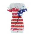 thumbnail image 5 of LNGOOR Robes d'Été de Jour de l'Indépendance pour les Femmes à Manches Courtes Étoiles Rayures Imprimées Casual Col Rond une-Ligne Mini Robe, 5 of 5