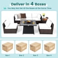 thumbnail image 2 of Gymax Set of 7 Patio Furniture Set w/ 35'' Propane Gas Fire Pit Table & Waterproof Cover Navy, 2 of 7