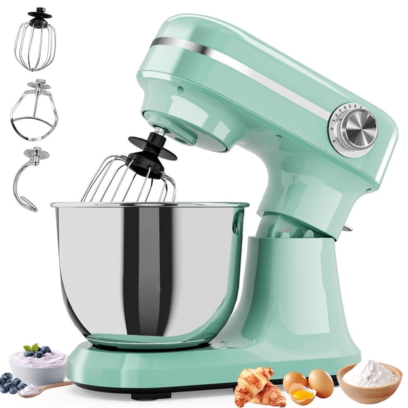 Pentantan Batteur sur Socle Électrique 6,5 Qt, Mélangeur Domestique 3-en-1 à 12 Vitesses à Tête Inclinable avec Bol, Crochet Pétrisseur, Batteur, Fouet pour Cuisine Maison, Mélangeur Alimentaire pour Cuire Pain Gâteau et la Plupart des Cuisiniers à Domicile, Vert
