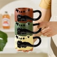 thumbnail image 4 of Cat Coffee Mug Ceramic Large Handle With English Letters Relief Design 12 oz, 4 of 7