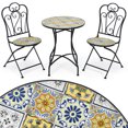 thumbnail image 2 of Patiojoy 3PCS Patio Mosaïque Design Chaises Pliantes Table d'Appoint Ensemble Bistro Ensemble de Chaises de Meubles Classiques pour Jardin, 2 of 8