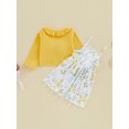 thumbnail image 2 of Kmbangi Ensemble d'Été 2 Pcs pour Fille, Robe Cami à Imprimé Floral + Hauts à Manches Longues avec Nœud 6M-4Y, 2 of 9