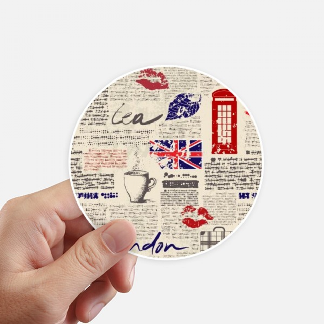 Autocollant Drapeau Lèvres Baiser Café UK Monument Rond Mur Valise Ordinateur Portable Étiquette Pare-Chocs