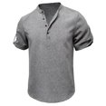 thumbnail image 3 of Kaemgyyd Men's Henley Shirts Stylish Short Sleeve Casual Button Tops Lightweight Solid Color Classic Basic Tee, 3 of 5