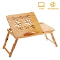 thumbnail image 1 of Graflsoa Adjustable Bamboo Laptop Desk with Cooling Fan and Drawer, Foldable Bed Table in Medium Size, Natural Finish, 4-Level Height Adjustment, 1 of 6