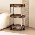 thumbnail image 3 of WRKEKC Clearance 3-Tier Rolling Storage Cart - Rotating Floor Shelf for Snacks/Toiletries, Universal Wheels, 3 of 6