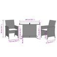 thumbnail image 4 of vidaXL Ensemble Bistro 3 Pcs avec Coussins en Rotin Gris, 4 of 5
