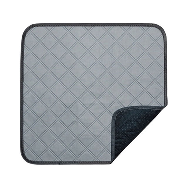 Reusable Dog Pee Pads Washable Super Absorbent Washable Pee Pads for Dogs, shown in a grey cloth material with a quilted pattern. The pad measures 30x30cm (11.81x11.81in) and features a non-slip backing for secure placement. Designed to protect against urine leakage, it is suitable for pet training and waste management. Ideal for use in dog beds, crates, or floors.