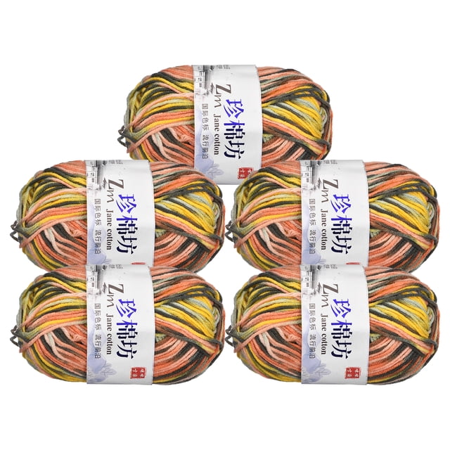 Unique Bargains Cotton Blend Yellow Grey Yarn, 5 Pack