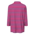 thumbnail image 5 of Timegard Tuniques Rayées pour Femmes Col à Revers en V Manches 3/4 T-Shirts Blouses Décontractées Mode, 5 of 5