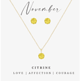 thumbnail image 1 of Goldtone November Citrine Birthstone CZ Earring & Necklace Set, 1 of 2