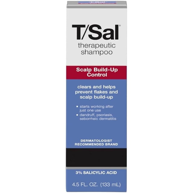 Scalp Control Shampoo, Flake Control, 133 ml (4.5 fl oz) bottle with therapeutic formula designed to address severe scalp conditions such as dandruff and psoriasis. The packaging highlights its clear composition free from added colours, preservatives, and fragrances, suitable for regular use. Dermatologist-recommended with 3% salicylic acid for effective scalp build-up removal, ideal for scalp treatment and maintenance.