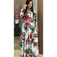thumbnail image 1 of REDHOTYPE Grande Taille Femmes Manches Longues Poitrine Découpe Conception Longue Robe Florale O Col Taille Haute Stretch Boho Mode Élégante Longue Robe, 1 of 2