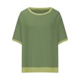 thumbnail image 4 of Plebaso T-shirts Surdimensionnés pour Femmes à Blocs de Couleur, Manches Courtes, T-Shirts Décontractés à Col Rond, Chemises Amples pour Femmes, 4 of 6