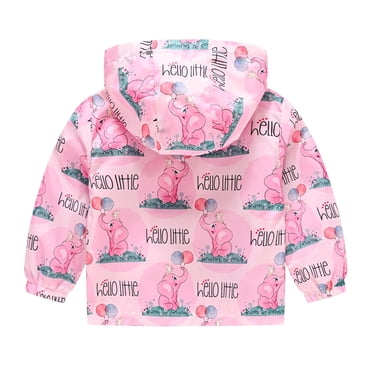Toddler Kids Baby Boys Girls Fashion Cute Cartoon Flowers Rabbit Pattern Windproof Jacket Hooded Coat
