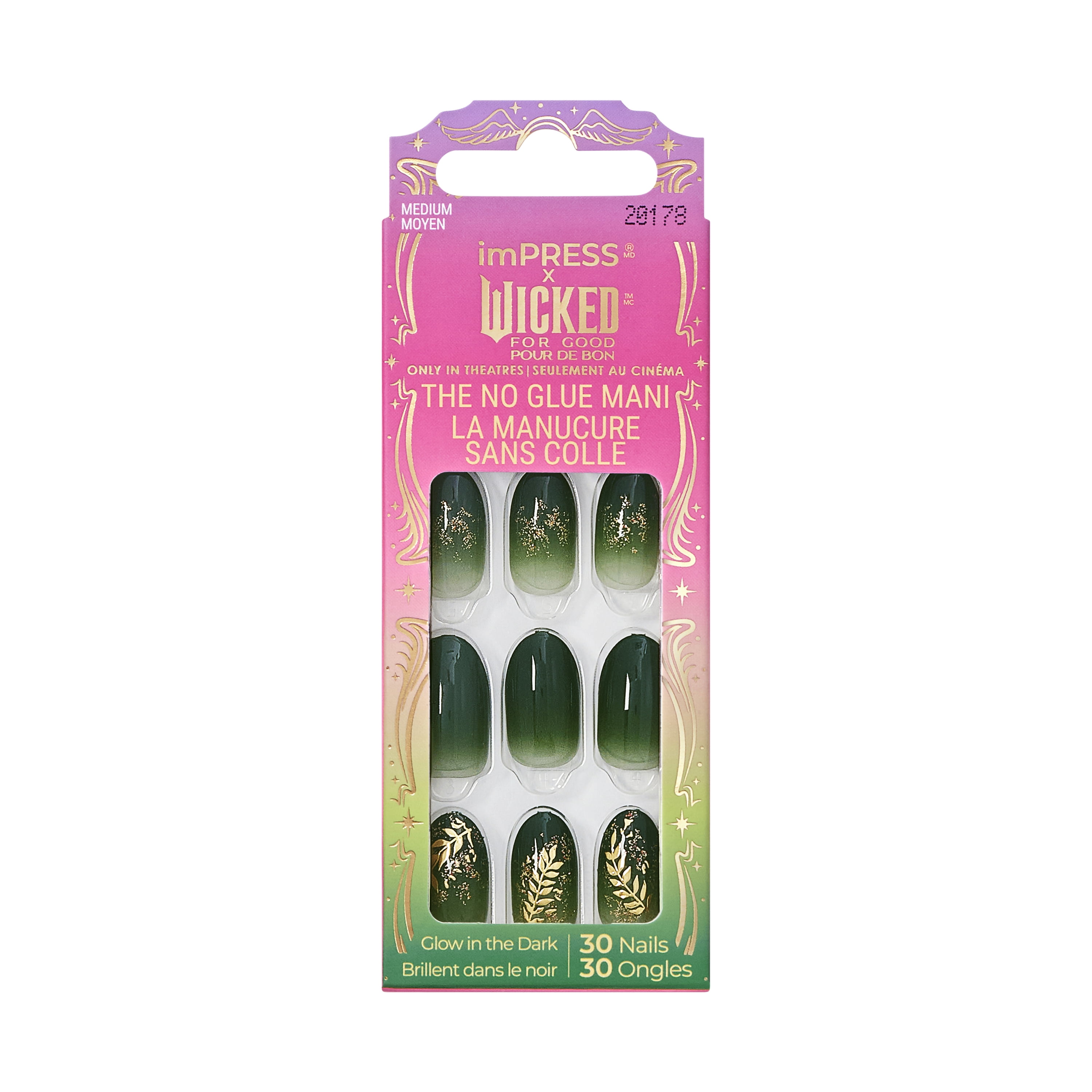 Kiss Impress Nail - Wicked - Defy Expectations - Medium - False nail - Green - 30 Nails
