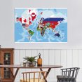 thumbnail image 2 of WCIC 59*39inch World Map Nation Flags Large Poster Prints Wall Backdrop Props Home Decoration, 2 of 6