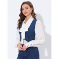 thumbnail image 3 of INSPIRE CHIC Women's Denim Button Up Vintage Sleeveless Jean Crop Racerback Vest Mid-Blue S, 3 of 5