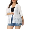 thumbnail image 1 of GRACE & GRANDEUR Women's Plus Size Cover Up Lace Panel Texture Printed Summer Boho Cardigans, 1 of 6