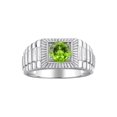 thumbnail image 1 of RYLOS Men's Ring 14K White Gold Ring, 7MM Round Shape Gemstone Designer Style Rings Peridot August Birthstone Rings Gold Size 9, 1 of 7