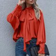 thumbnail image 2 of Timegard T Shirts for Women Ruffle Long Sleeve Crew Neck Tops Soft Solid Color Casual Loose Dressy Blouses, 2 of 5