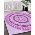 thumbnail image 3 of Ahgly Company Machine Washable Indoor Round Transitional Blossom Pink Area Rugs, 8' Round, 3 of 7