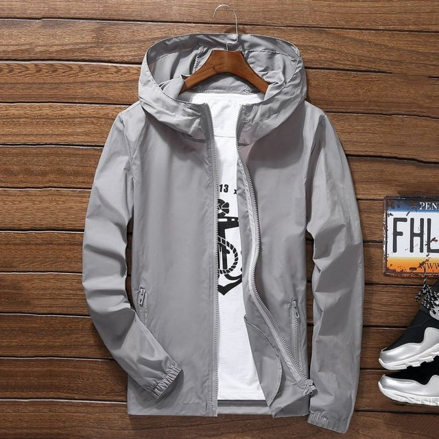 Men Wind Breaker Coat Zipper Hoodie Jacket Quick Drying Sport Outwear New