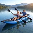 thumbnail image 2 of Goplus Inflatable Kayak Set Portable 2-person Kayak with Aluminium Oars EVA Padded Seat Blue, 2 of 10