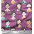 thumbnail image 1 of Soimoi Purple Modal Satin Fabric Women Face Human Figure Print Sewing Fabric Yard 42 Inch Wide, 1 of 5