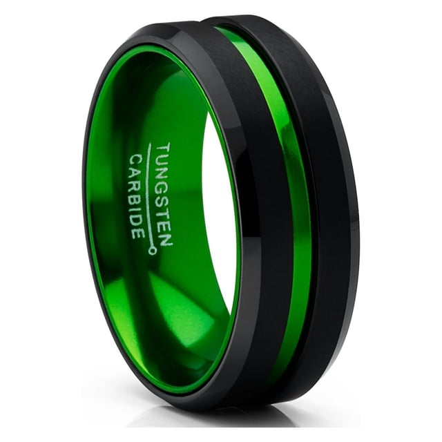 Bague pour Homme en Carbure de Tungstène Rainurée Alliance Intérieur Couleur 8 mm Bleu Rouge Vert Rouge