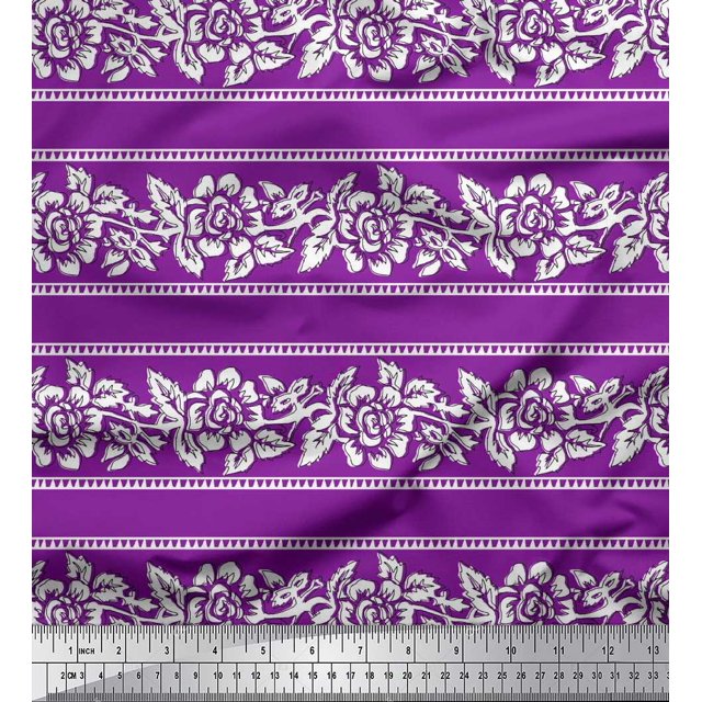 Soimoi Cotton Duck Fabric Leaves & Floral Block Decor Fabric Printed Yard 56 Inch Wide